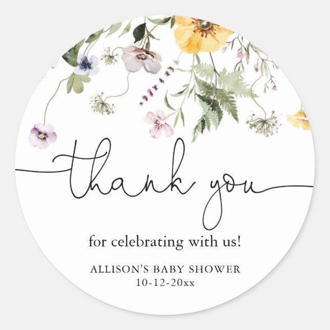 Sticker Rond Fleur sauvage florale de printemps lavande verdure (Devant)