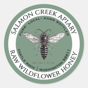 Sticker Rond Fleur sauvage frontalier turquoise Honey Queen Bee