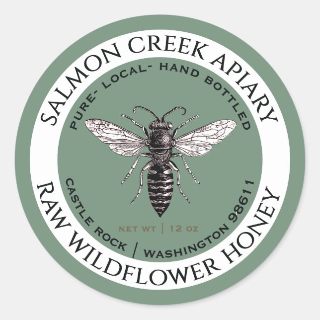 Sticker Rond Fleur sauvage frontalier turquoise Honey Queen Bee (Devant)