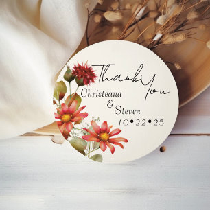 Sticker Rond Fleur sauvage marguerite Aquarelle Merci Floral