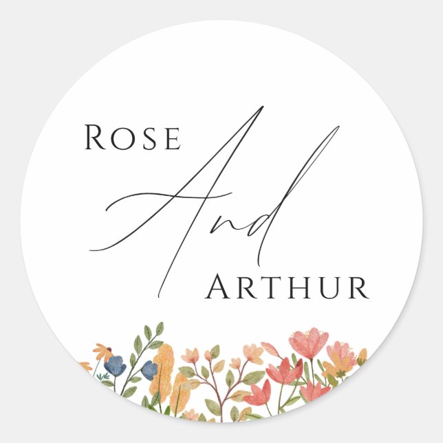 Sticker rond fleur sauvage Mariage de script class (Devant)