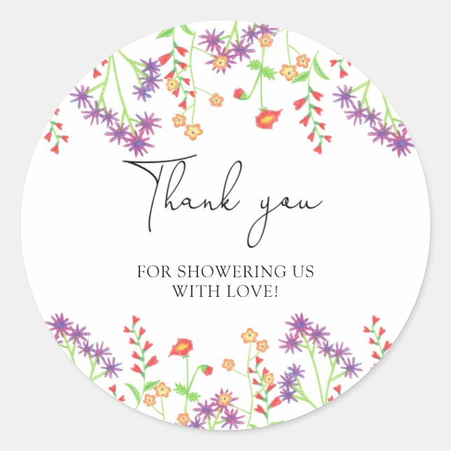 Sticker Rond Fleur sauvage merci (Devant)