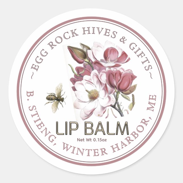 Sticker Rond Fleur sauvage modifiable Beeswax Lip Balm Étiquett (Devant)