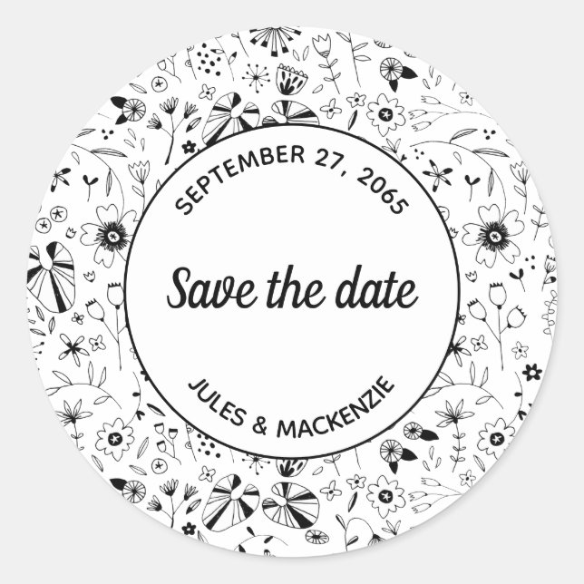 Sticker Rond Fleur sauvage Monochrome moderne Enregistrer la da (Devant)