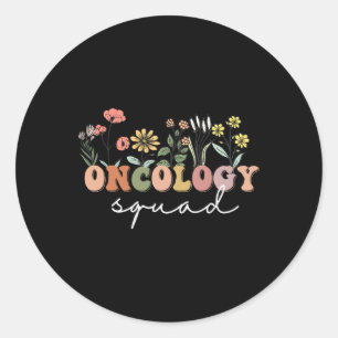 Sticker Rond Fleur sauvage Oncologie Infirmière Squad Retro Tee