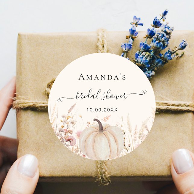 Sticker Rond Fleur sauvage pêche chute beige citrouille douche  (Créateur téléchargé)