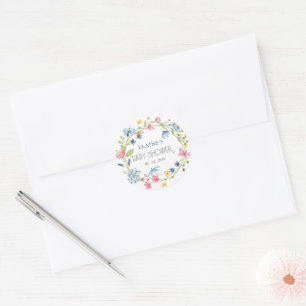Sticker Rond Fleur sauvage Printemps fleurit Baby shower Floral