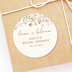 Sticker Rond Fleur Sauvage Remerciements Fête de Mariage Amour 