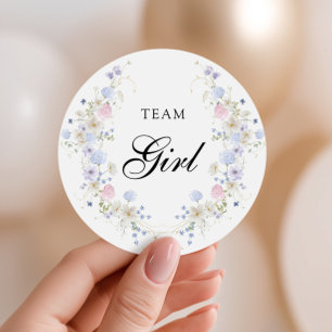 Sticker Rond Fleur sauvage rose et bleu Genre Revela Team Girl