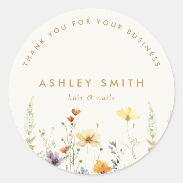Sticker Rond Fleur sauvage rustique (Devant)