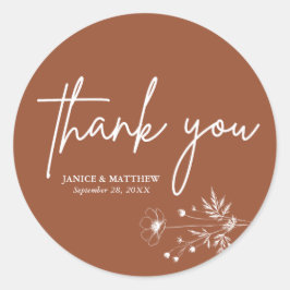 Sticker Rond Fleur sauvage rustique Terracotta Boho Mariage