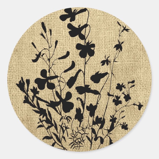 Sticker Rond Fleur sauvage Silhouette Burlap (Devant)