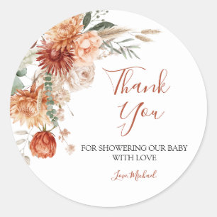 Sticker Rond Fleur sauvage tomber dans l'amour Baby shower Merc