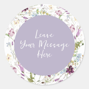Sticker Rond Fleur sauvage Wild ONE Papillon Aimer votre messag