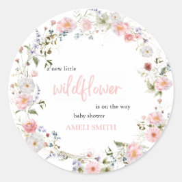 Sticker Rond Fleur sauvage Wreath Babyshower