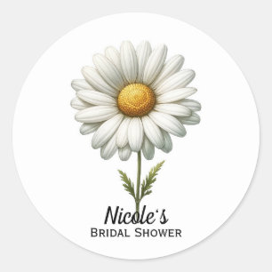 Sticker Rond Fleur simple marguerite blanche