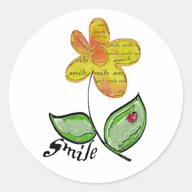 Sticker Rond fleur sourire (Devant)
