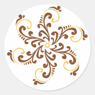 Sticker Rond Fleur spirale au henné
