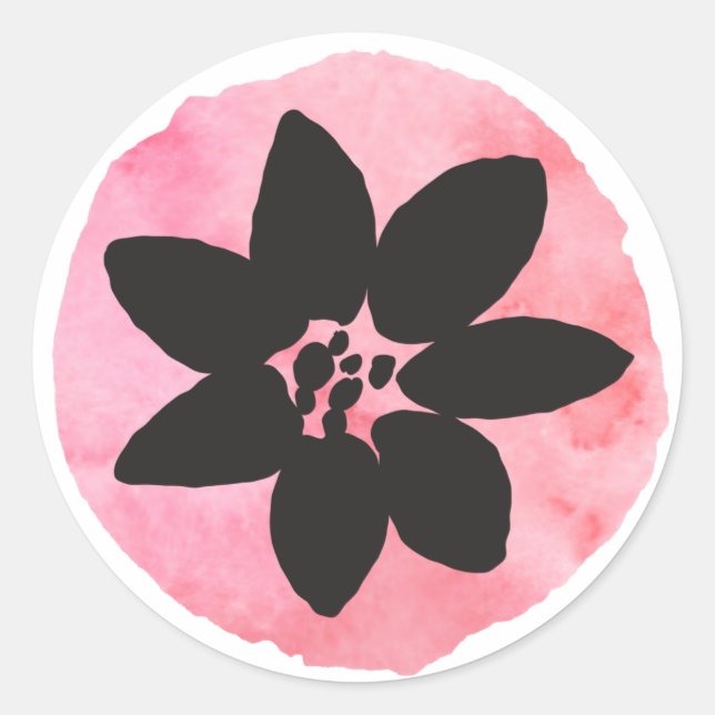 Sticker Rond Fleur tropicale rose clair (Devant)
