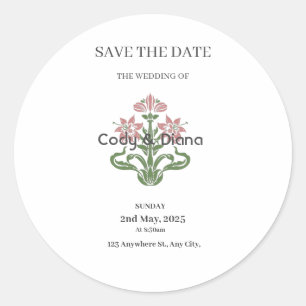 Sticker Rond Fleurissant pour le mariage de [Couple's Names]