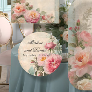 Sticker Rond Fleuriste Château Français Vintage Shabby Journal 