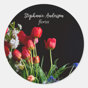 Sticker Rond Fleuriste Élégant