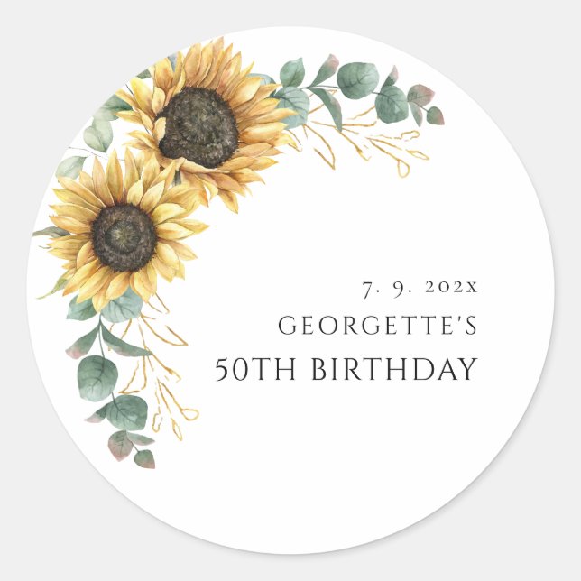 Sticker Rond Fleuron floral vert 50e anniversaire (Devant)