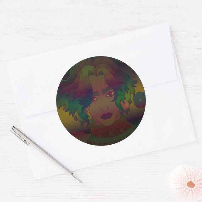 Sticker Rond Fleurs (Enveloppe)