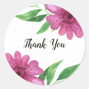 Sticker Rond Fleurs Aquarelle Rose Floral Printanier Shower de
