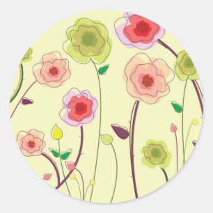 Sticker Rond Fleurs aquarelles