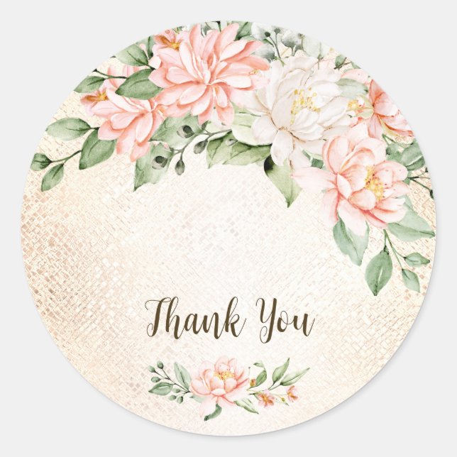 Sticker Rond Fleurs blanches à l'aquarelle de fête élégante (Devant)