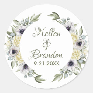 Sticker Rond Fleurs blanches et bracelets chic Wreath