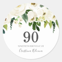 Fleurs blanches et élégant crème 90e anniversaire