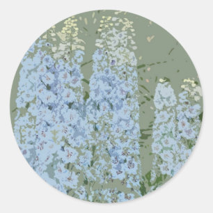 Sticker Rond Fleurs bleues en pastel