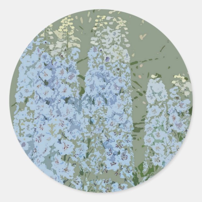 Sticker Rond Fleurs Bleues Pastel (Devant)