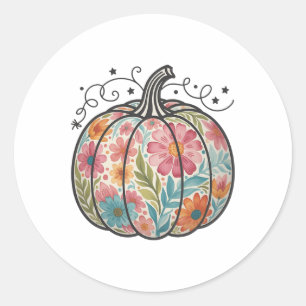 Sticker Rond Fleurs Bohème Citrouille Préparatoire Automne Acti