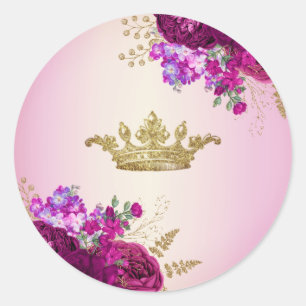 Sticker Rond Fleurs Bourgogne Tiara Crown