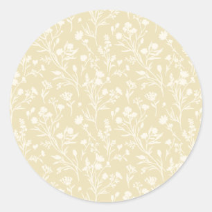 Sticker Rond Fleurs bruissantes Neutre - Blé doré