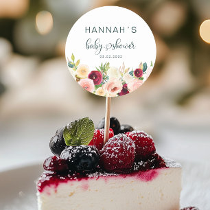 Sticker Rond Fleurs colorées, Baby shower