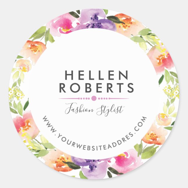 Sticker Rond Fleurs colorées Wreath (Devant)