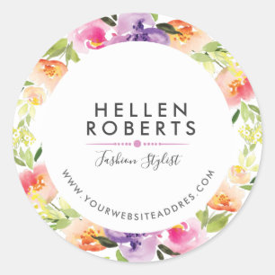 Sticker Rond Fleurs colorées Wreath