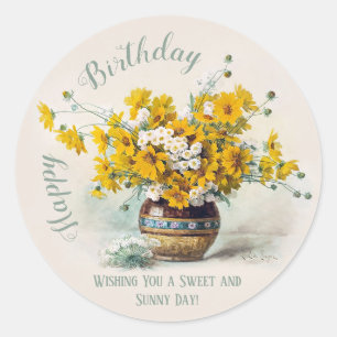 Sticker Rond Fleurs d'anniversaire Sweet & Sunny De Longpre CC1