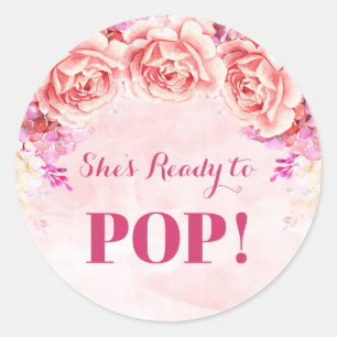 Sticker Rond Fleurs d'aquarelle rose prêtes à appuyer sur les b