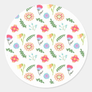 Sticker Rond Fleurs d'art populaire