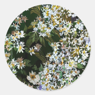 STICKER ROND FLEURS D'ASTER