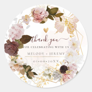 Sticker Rond Fleurs de Bourgogne Roses Vintage PixDezines H2