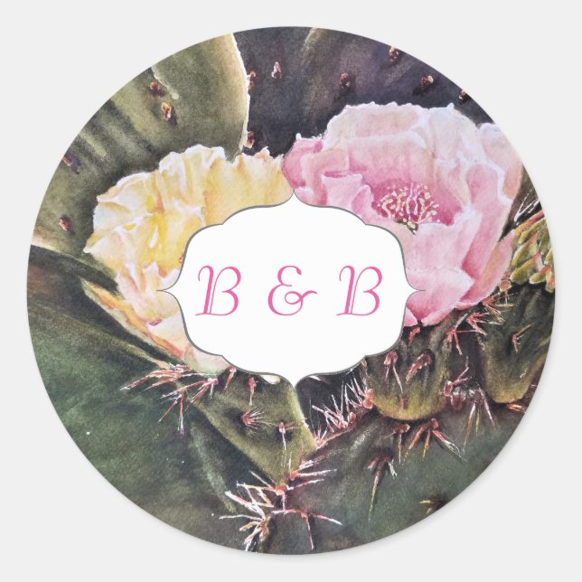 STICKER ROND FLEURS DE CACTUS PEAR (Devant)
