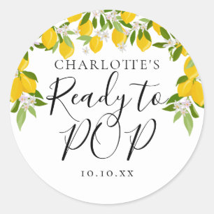 Sticker Rond Fleurs de citron verdure Prête à POP Baby Shower