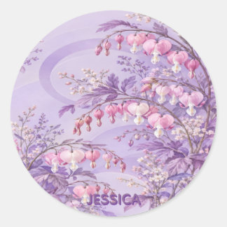 Sticker Rond Fleurs de cœur saignant personnalisées 