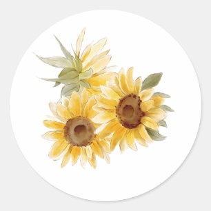 Sticker Rond Fleurs de couleur aquarelle